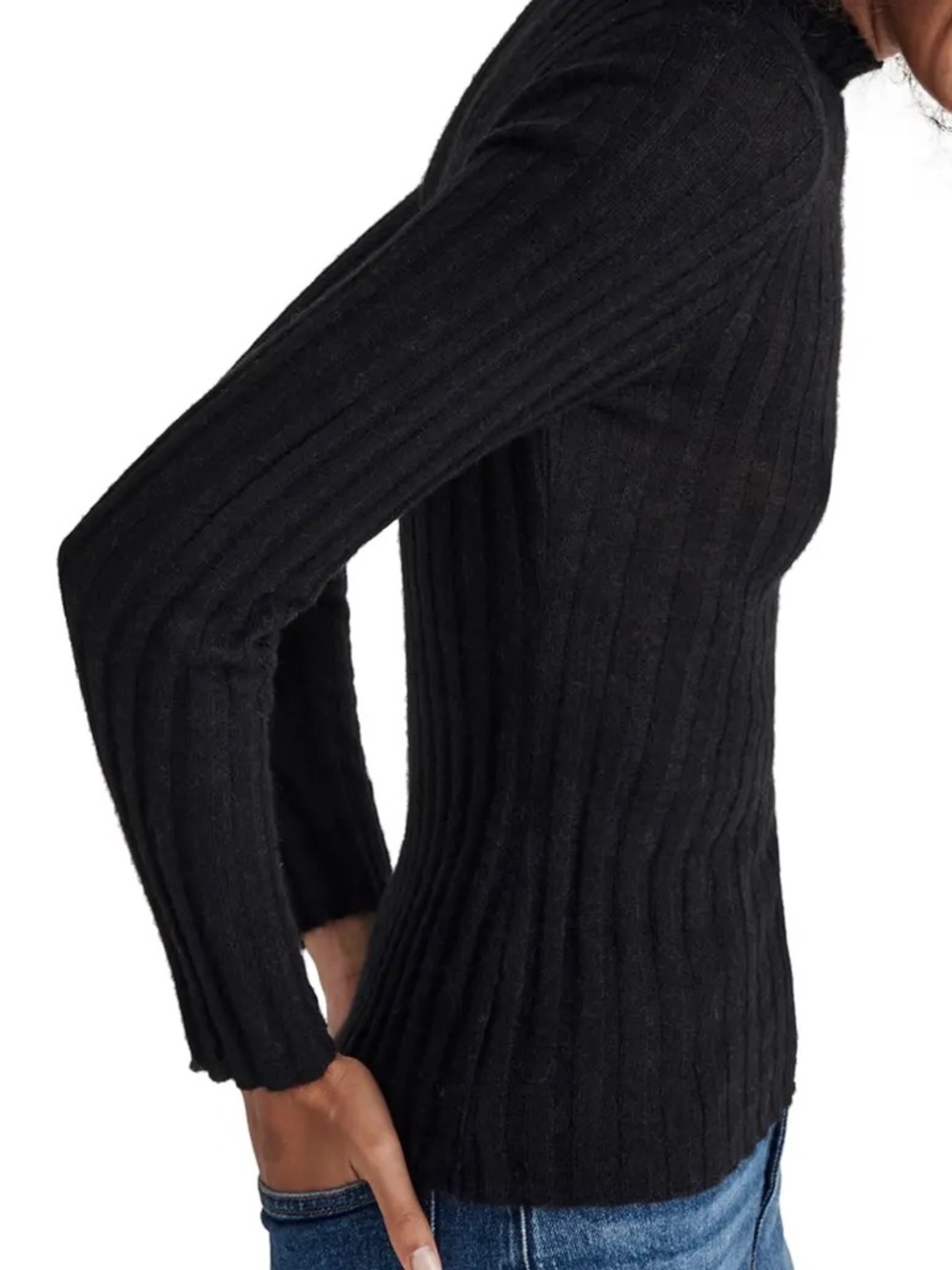 Madewell Black Ribbed Knit Sweater Top